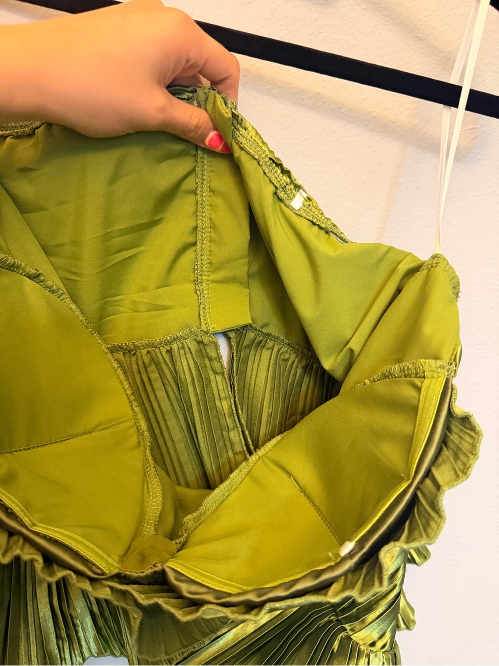 Green Pleated Sculptural Bustier Top - Picture 5 of 6
